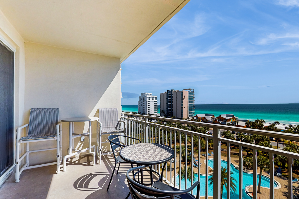 Elegant condo w water views, private balcony, shared fitness center and grills