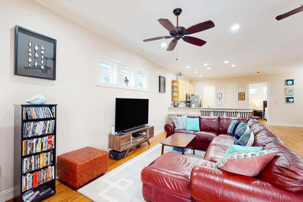 Dog-friendly home with balconies, foosball, pool access, & W&D - steps to beach
