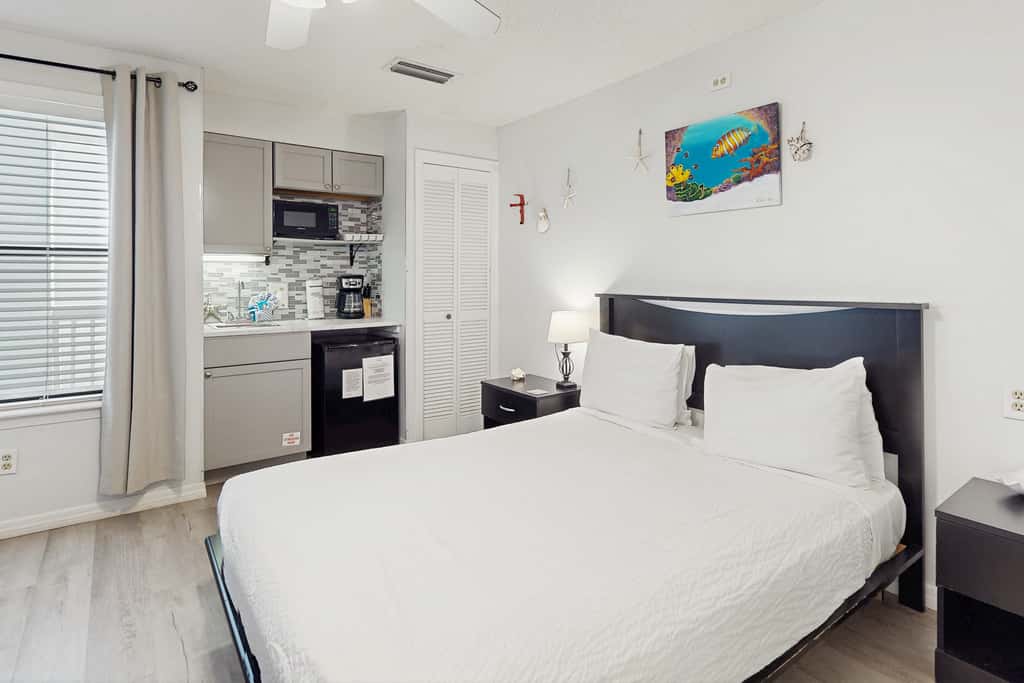 Snowbird-friendly studio with boat dock, beach access & pool