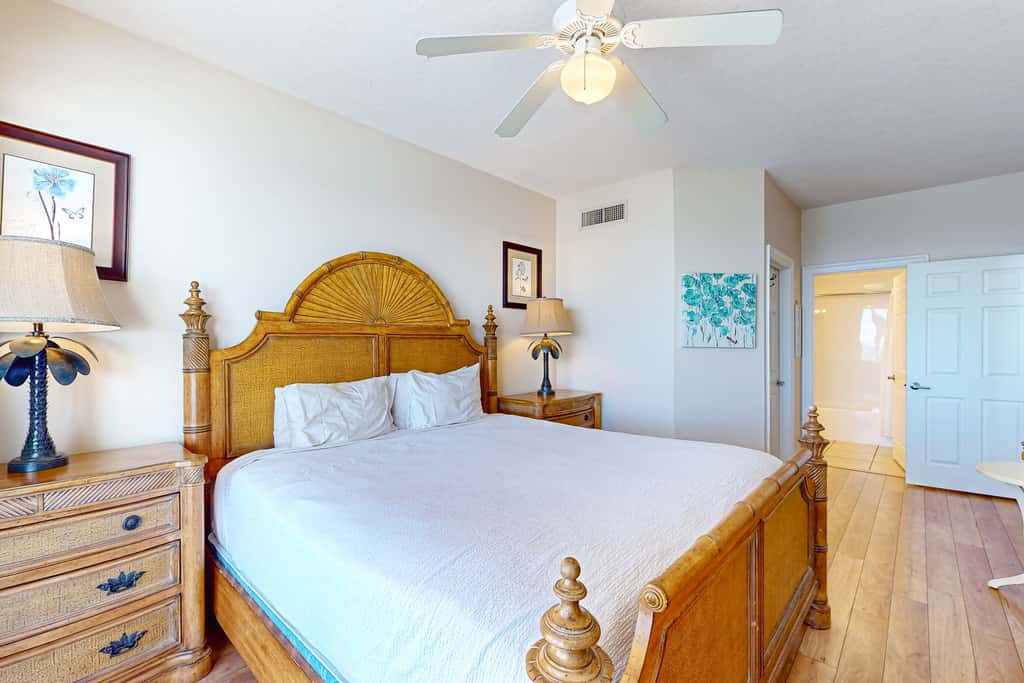 Tropical touches abound with balcony, pools, gym & beach access