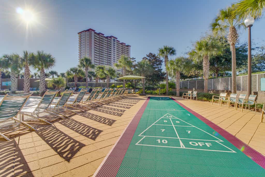 Beachfront 16th-floor condo with Gulf views, pool, game room, balcony, gym, W&D
