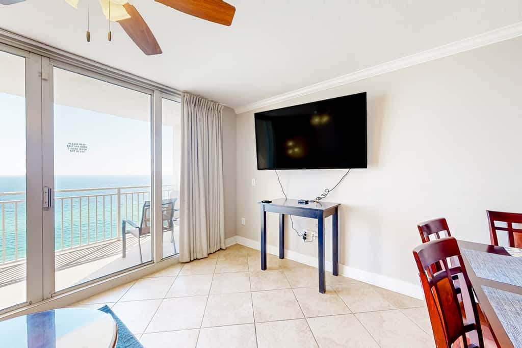 Beachfront 16th-floor condo with Gulf views, pool, game room, balcony, gym, W&D