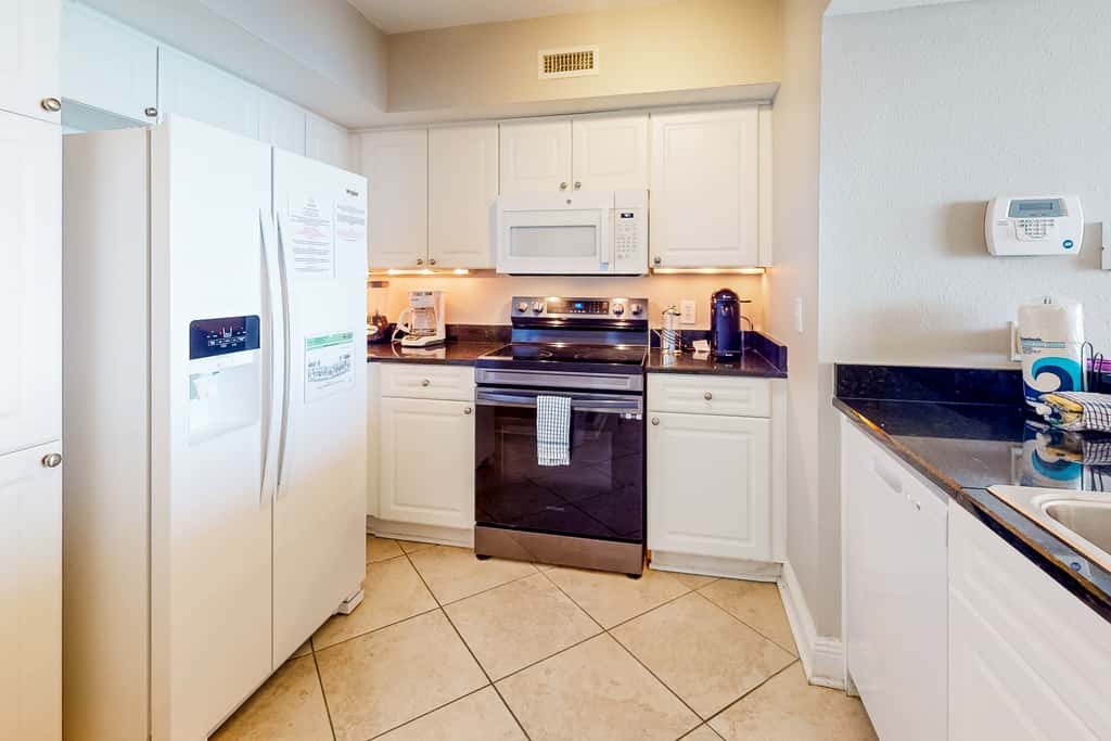 Beachfront 16th-floor condo with Gulf views, pool, game room, balcony, gym, W&D