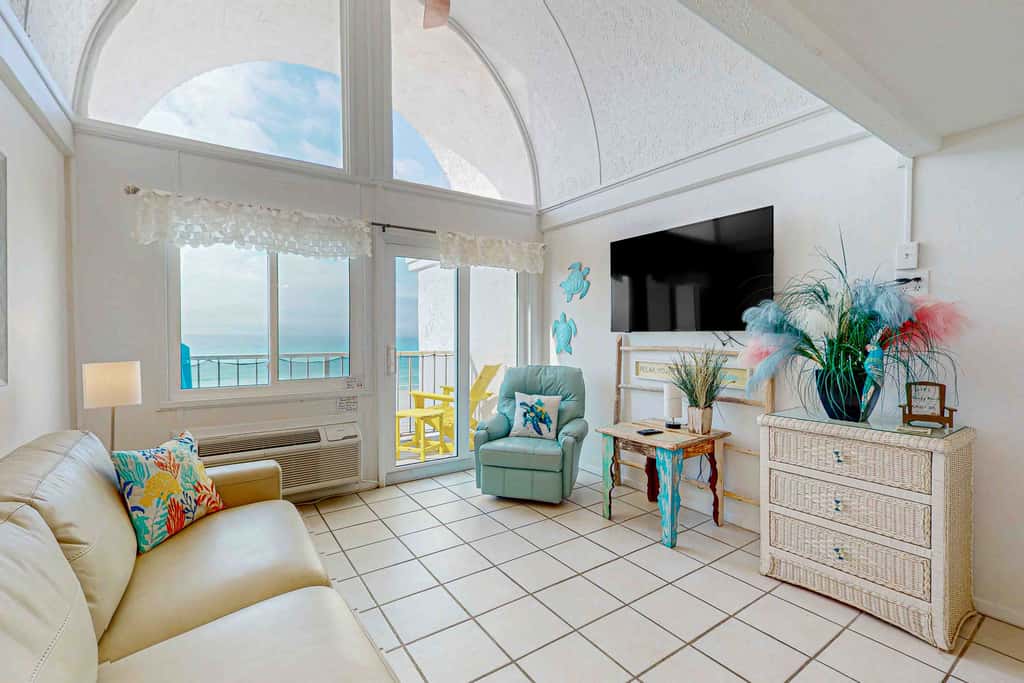 Dog-friendly beachfront condo with pool, hot tub, AC, & Gulf views