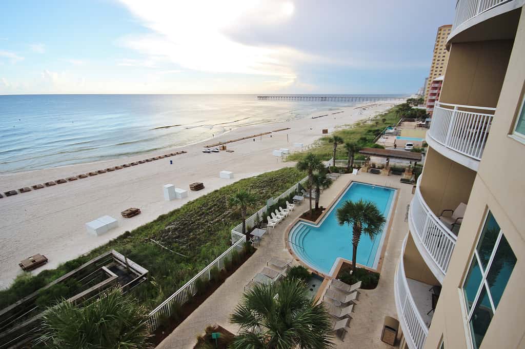 16th-floor condo with Gulf views, beach access, 2 pools, hot tub, & private W&D