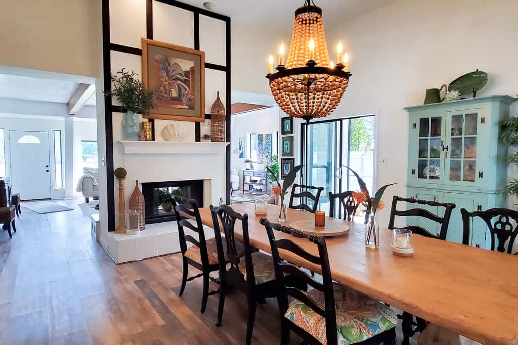 Updated dog-friendly home with private outdoor pool, patio, fireplace, W&D, AC