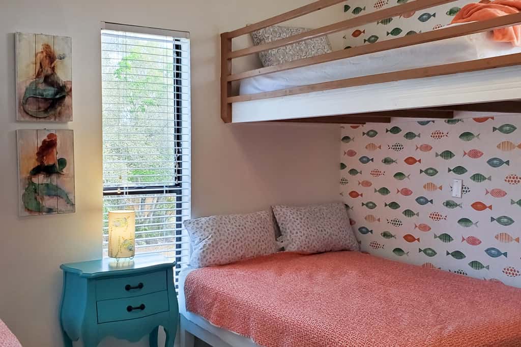 Updated dog-friendly home with private outdoor pool, patio, fireplace, W&D, AC