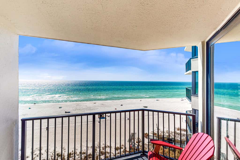 Beachfront condo with Gulf-view balcony, on-site pools, & direct beach access
