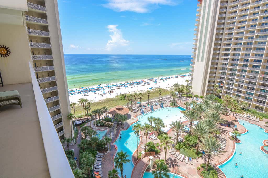 Beachfront condo with pool, hot tub, terrific beach views, & balcony