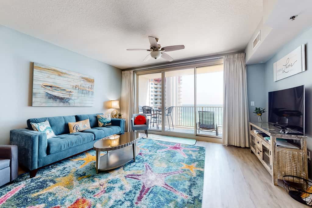 Updated beachfront condo with pool, hot tub, WD, & central AC
