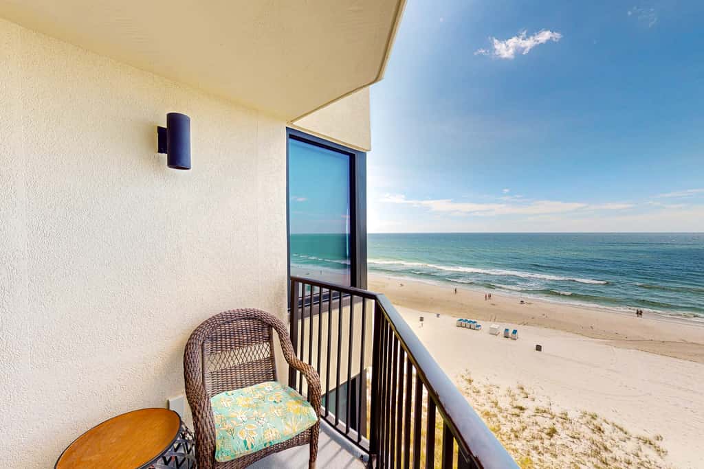 Gulf-view condo with pools, beach access, gym, grills, & updated interior