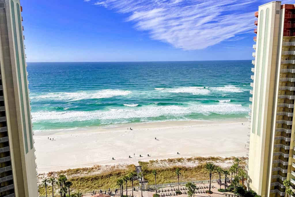 Condo in Panama City Beach with sweeping Gulf views, pools, hot tub, & gym