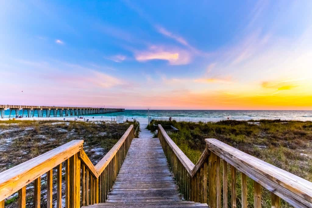 Cool & contemporary beachfront getaway with large balcony, pools, & gym