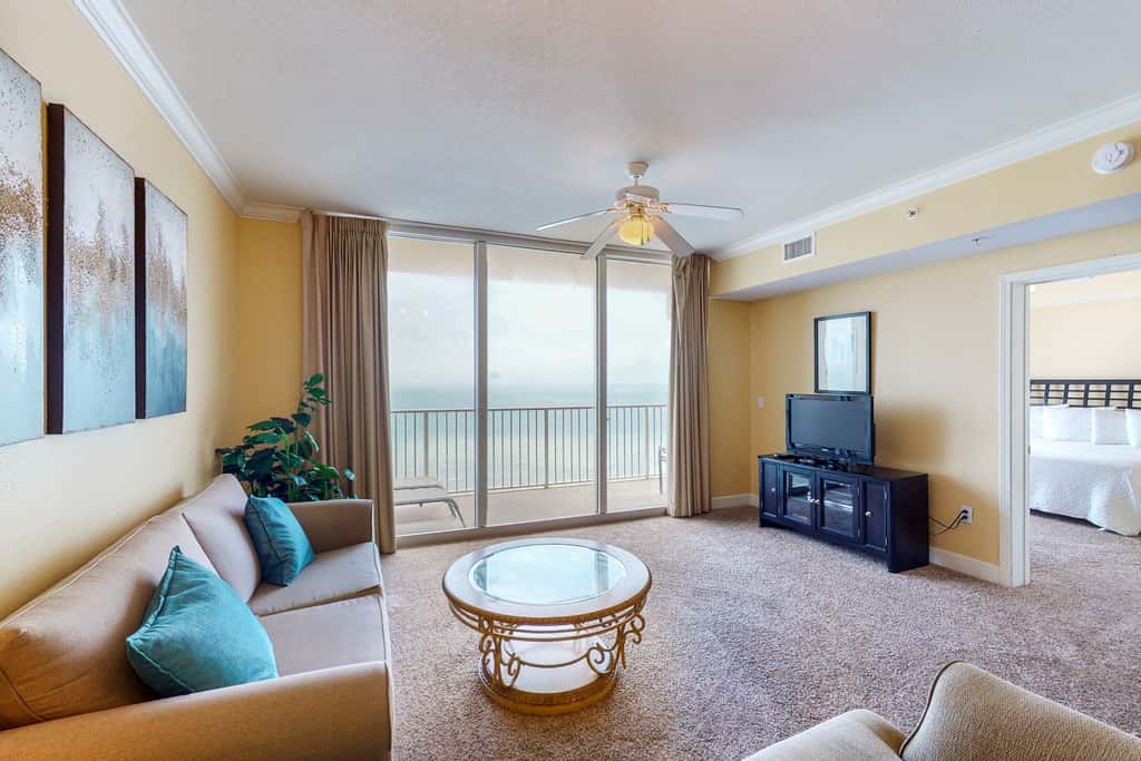 Gulf-front condo with 2 lagoon pools, hot tubs & beach service - near Pier Park