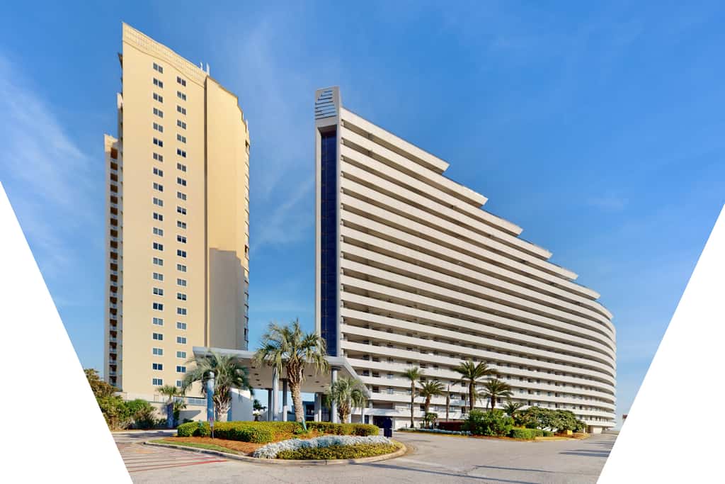 8th floor condo with Gulf views, balcony, pools, hot tubs, central AC, and WiFi