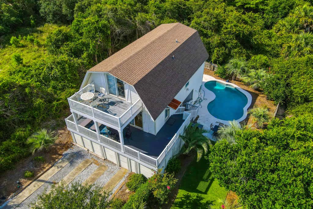 Dog-friendly, Gulf-view home with pool, decks, WiFi, & WD - walk to beach