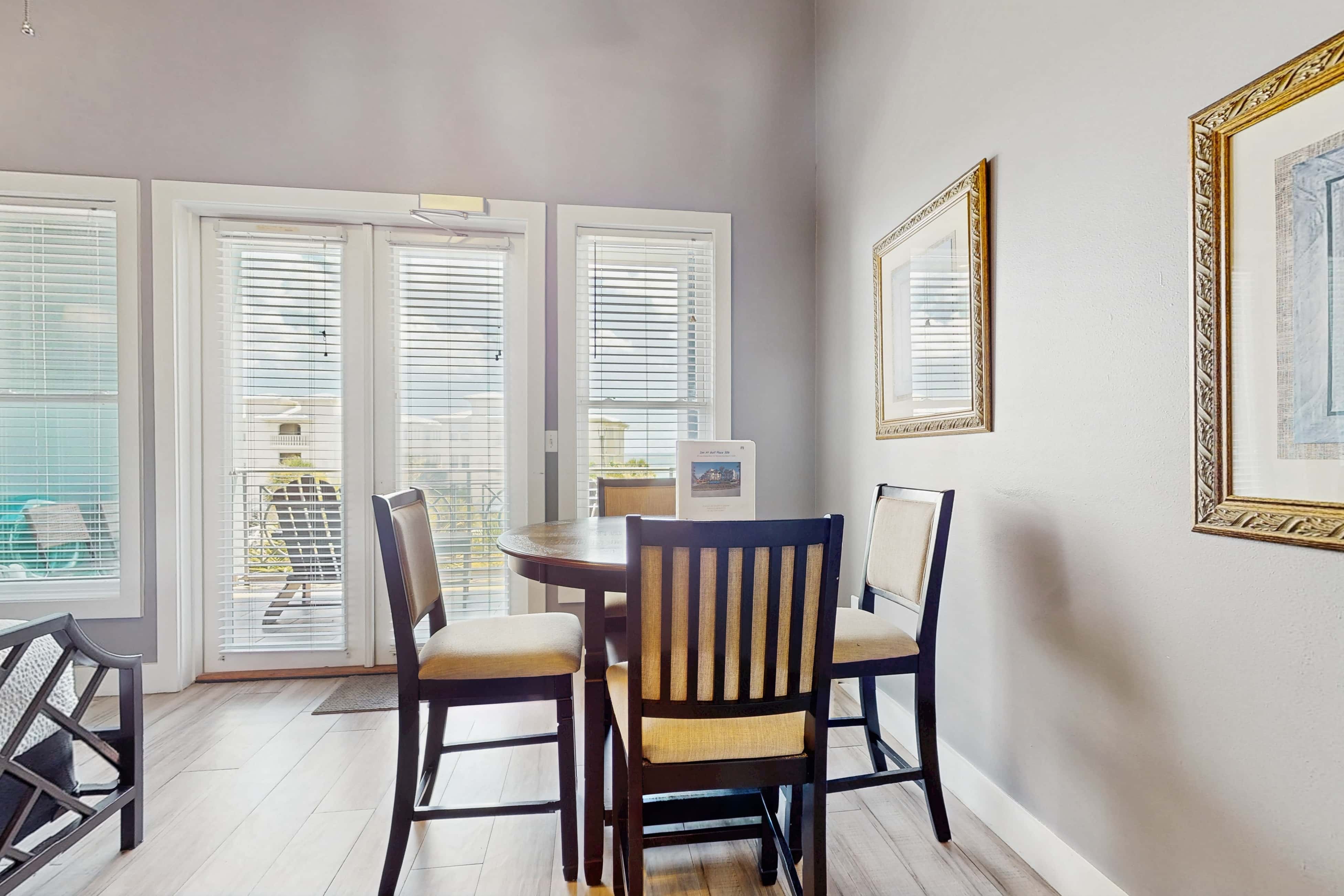 Spacious condo with large living area, private balcony & shared pool