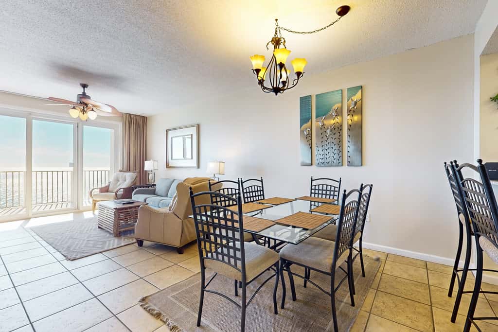 Inviting Gulf front condo In Perdido Key with waterfront pool and hot tub and oceanfront balcony