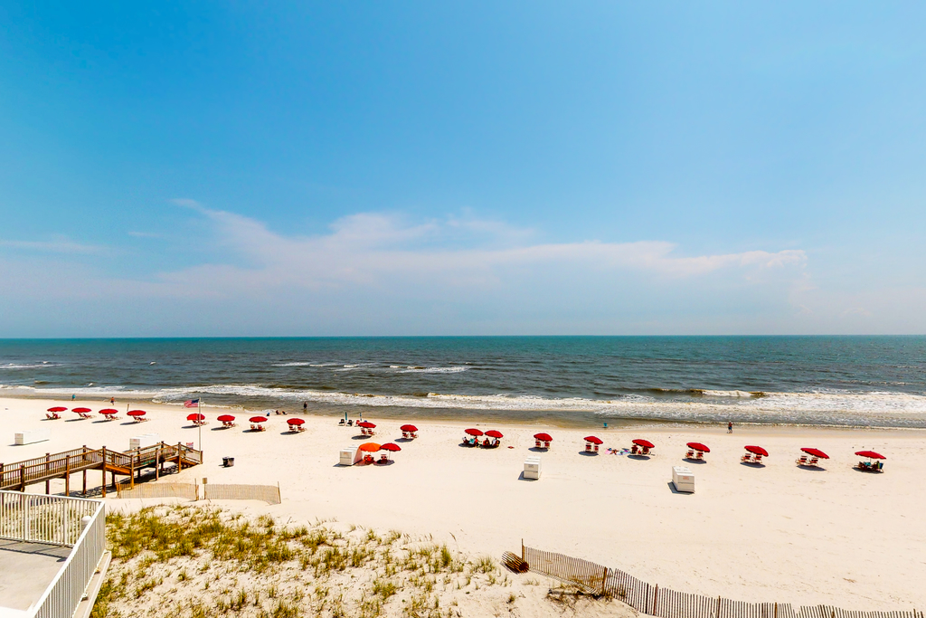 Inviting Gulf-front condo In Perdido Key with waterfront pool, hot tub and oceanfront balcony