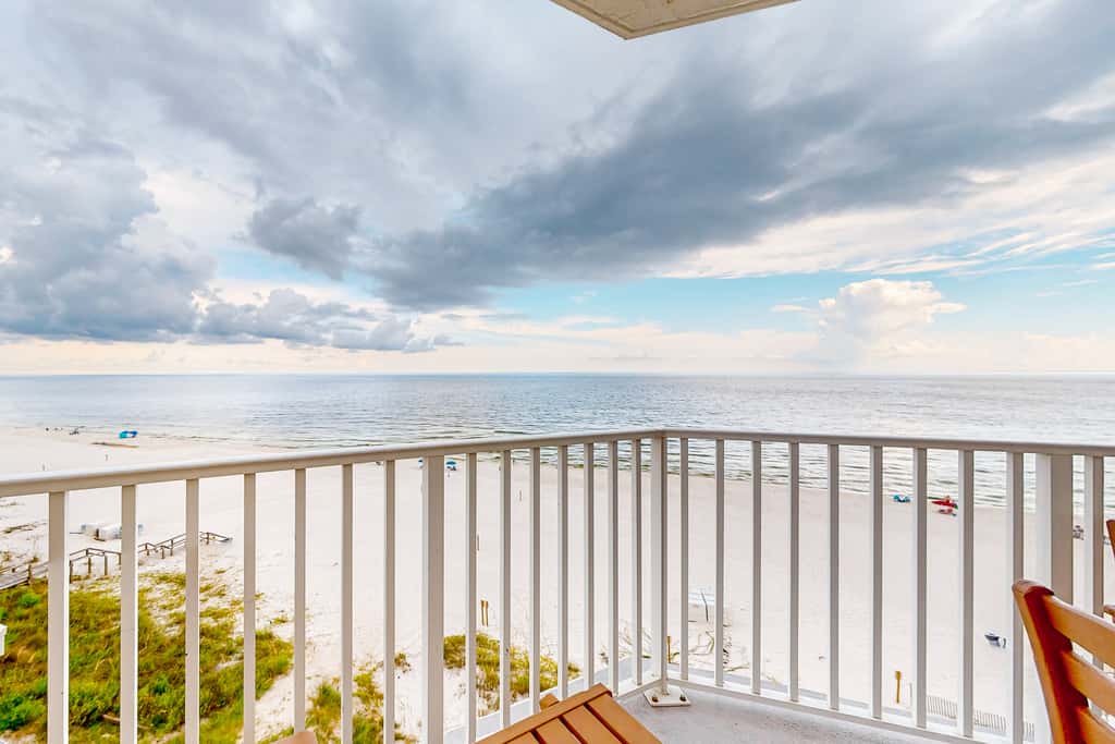 Inviting Gulf-front condo In Perdido Key with waterfront pool, hot tub and oceanfront balcony