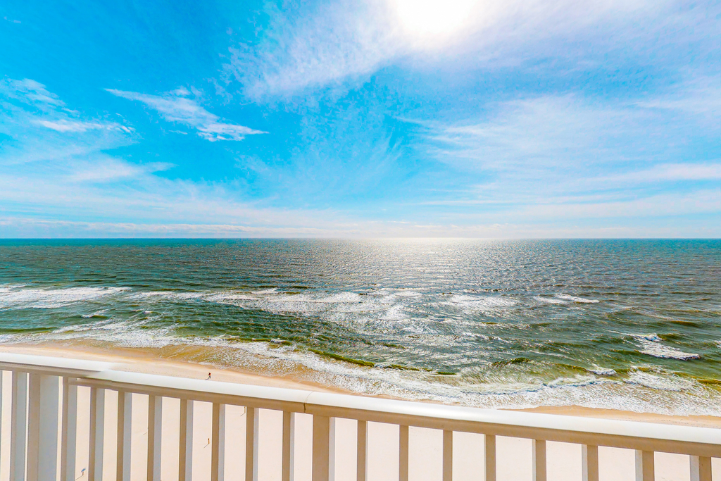 Inviting Gulf-front condo In Perdido Key with waterfront pool, hot tub and oceanfront balcony