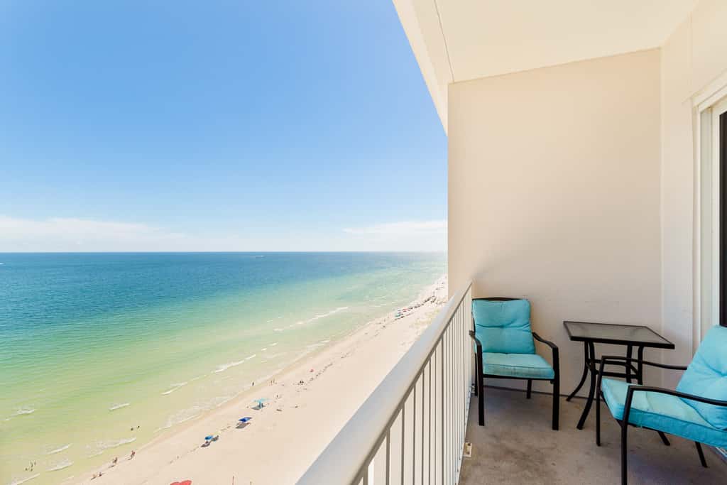 Inviting Gulf-front condo In Perdido Key with waterfront pool, hot tub and oceanfront balcony