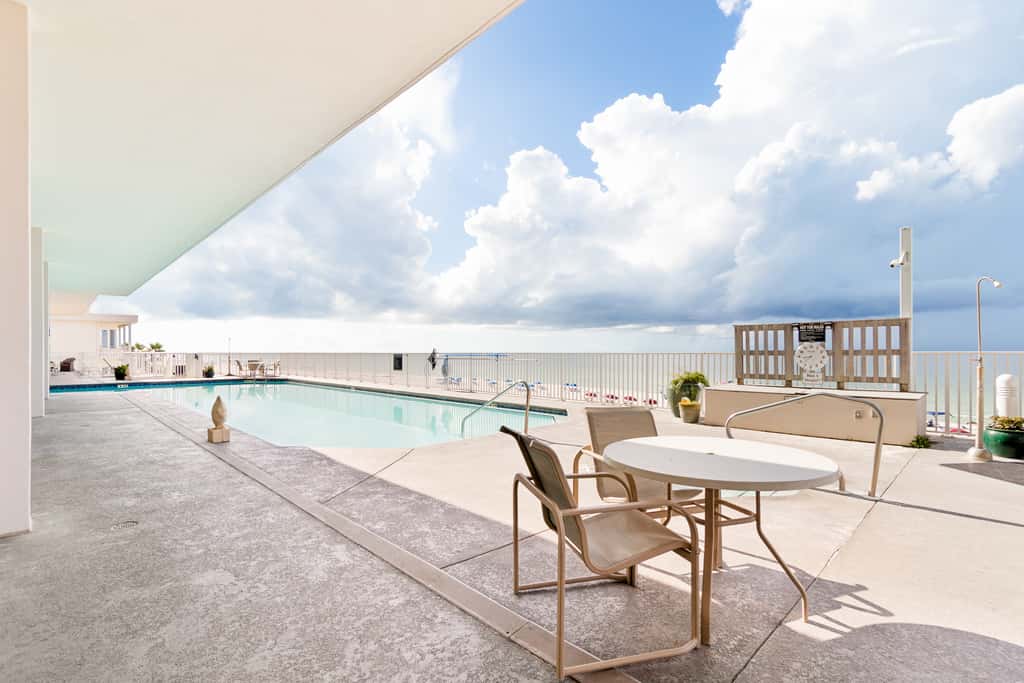 Inviting Gulf-front condo In Perdido Key with waterfront pool, hot tub and oceanfront balcony