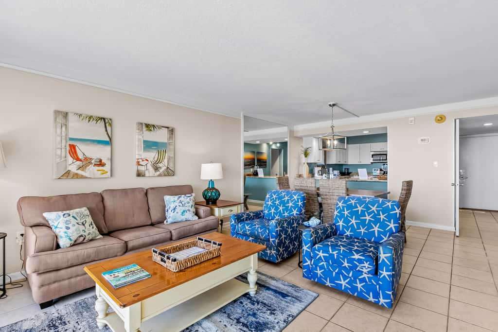 Gulf and beachfront condo with furnished patio, outdoor pool, gym & tennis