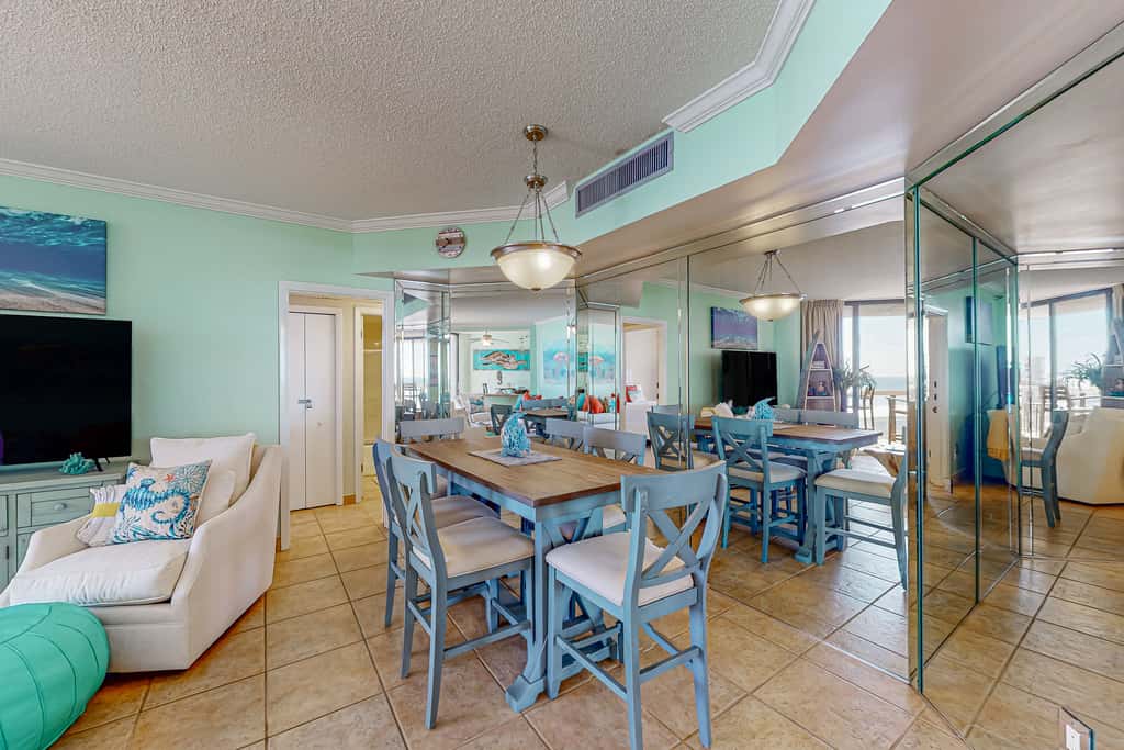 Gulf-view resort condo with pool, hot tubs, & over-street beach access