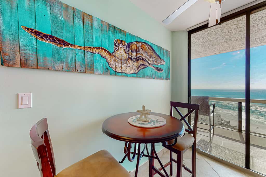 Gulf-view resort condo with pool, hot tubs, & over-street beach access
