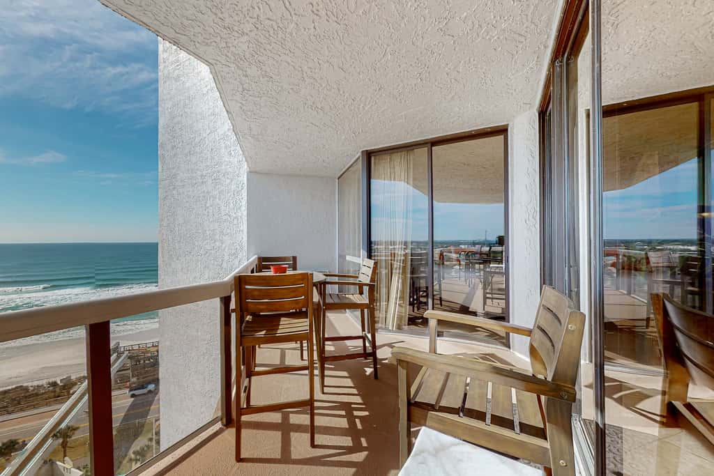 Gulf-view resort condo with pool, hot tubs, & over-street beach access