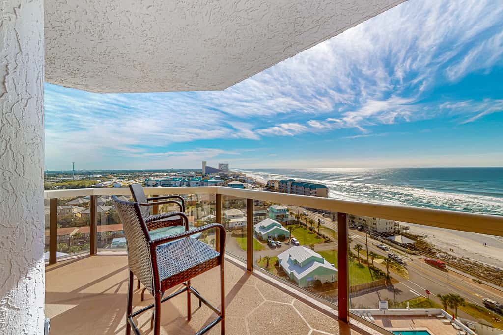 Gulf-view resort condo with pool, hot tubs, & over-street beach access