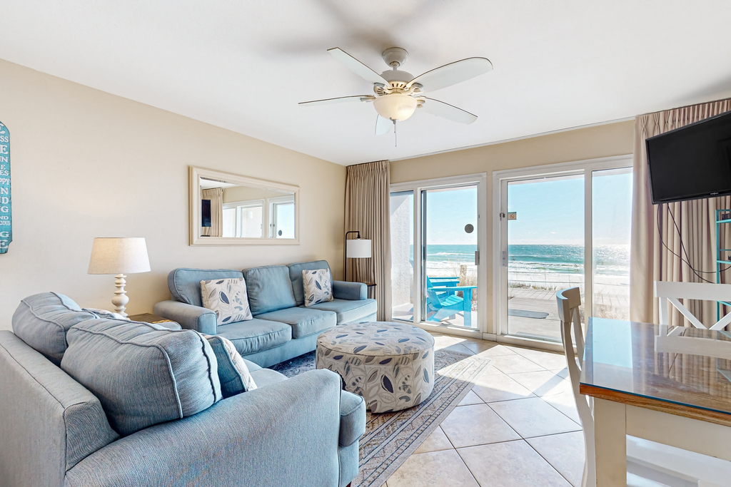 1st-Floor Condo with Gulf View, Grill, Pools, Beach Access, Near Shops and Dining