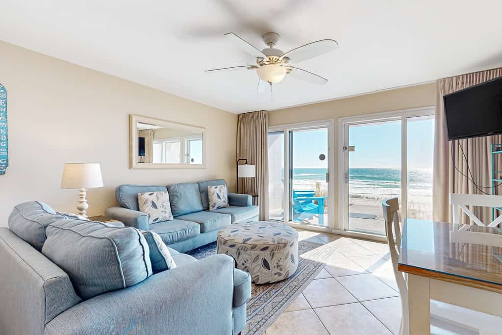 1st-Floor Condo with Gulf View, Grill, Pools, Beach Access, Near Shops and Dining