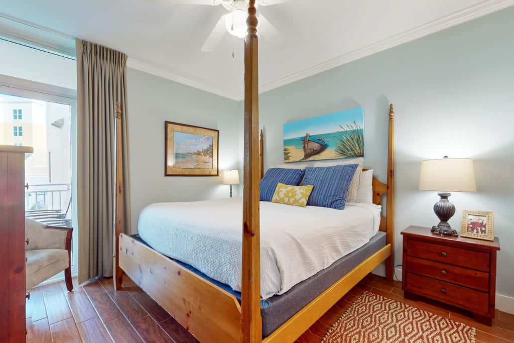 2nd-floor condo with balcony at Waterscape Waterfall, lazy river & beach chairs