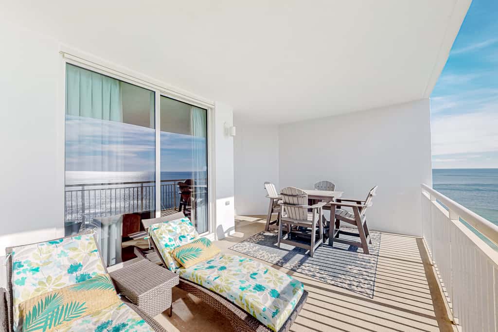 Gulf-front condo with pools, hot tub, beach access & views