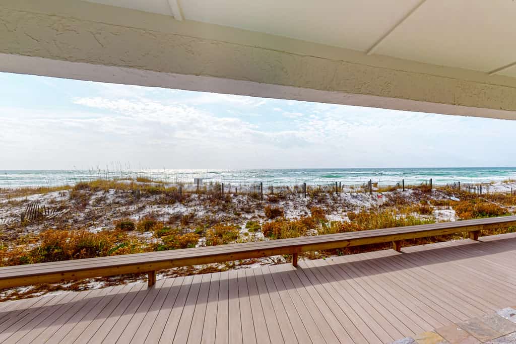 1st floor gulf front condo with amazing views, charcoal grills - walk to the beach