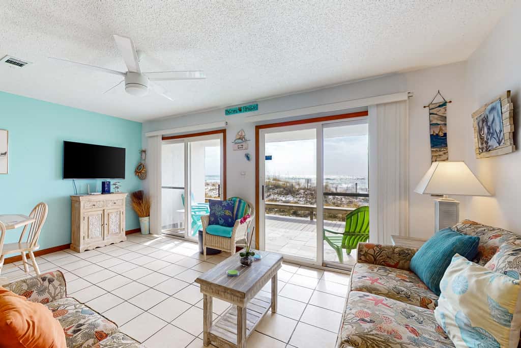 1st floor gulf front condo with amazing views, charcoal grills - walk to the beach