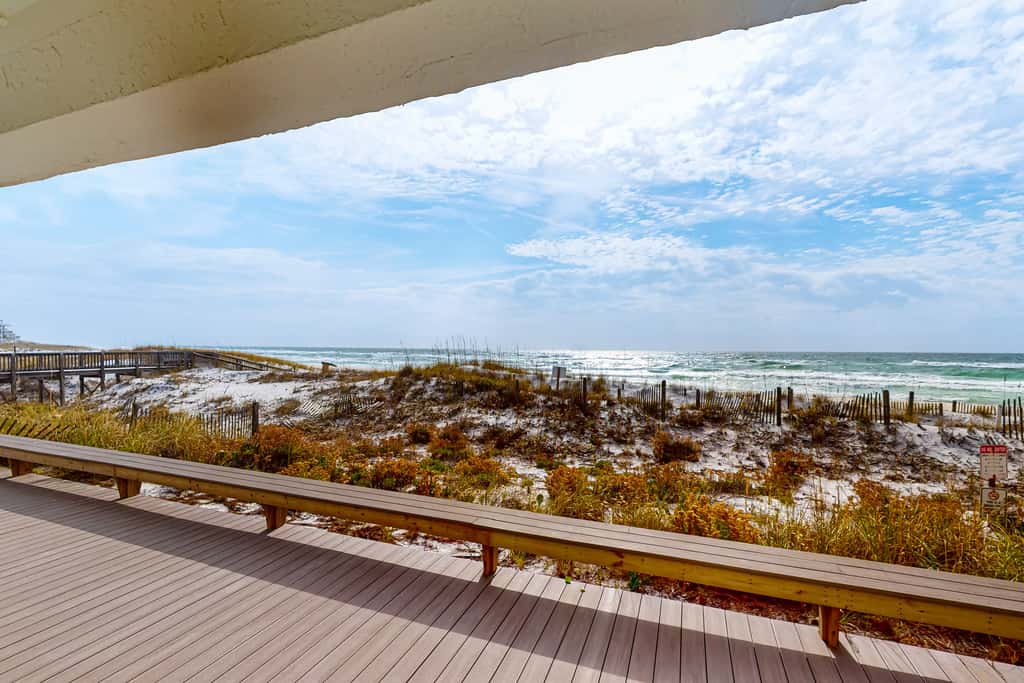 1st floor gulf front condo with amazing views, charcoal grills - walk to the beach