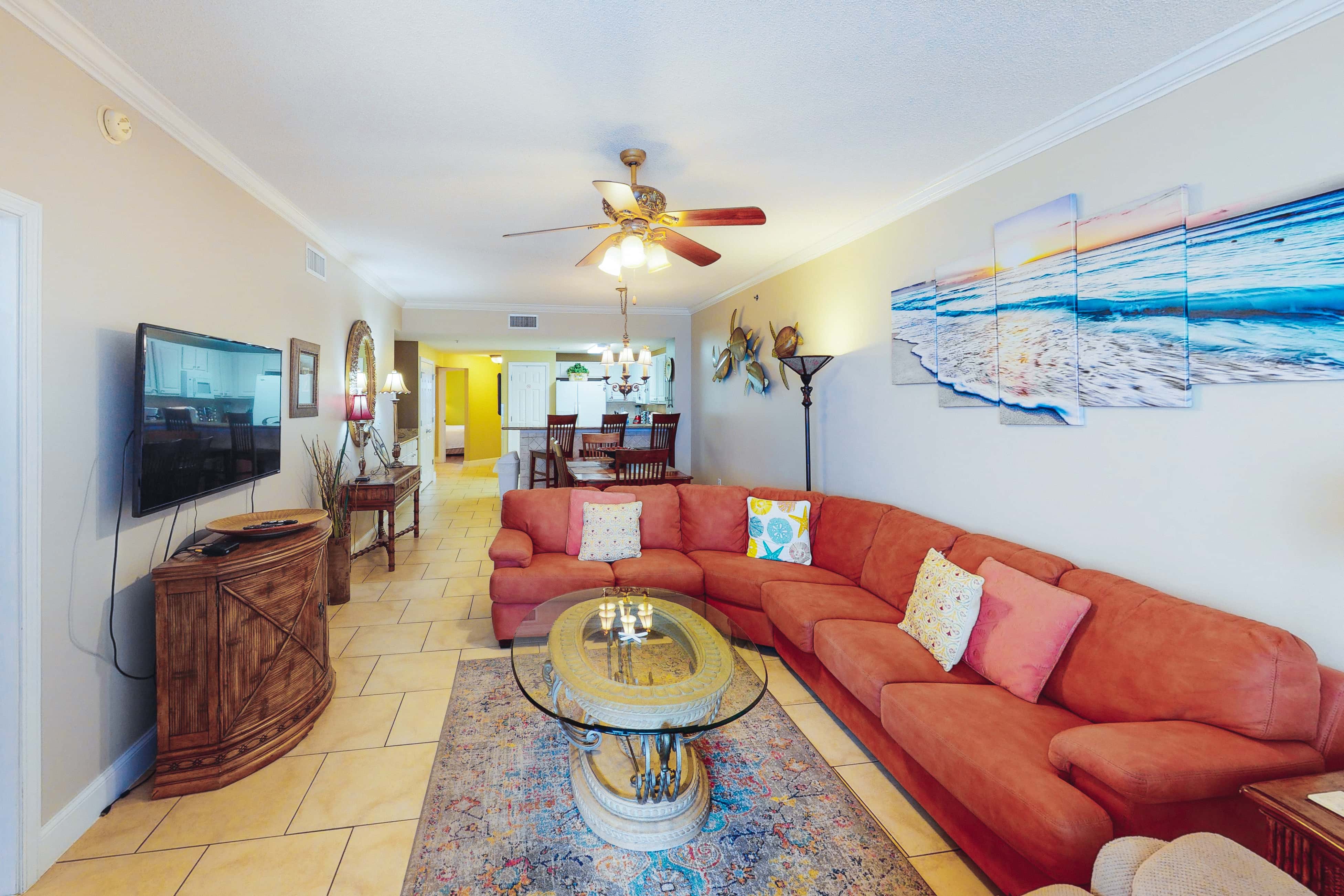 Coastal condo steps to beach with pools, hot tub, gym & amazing views