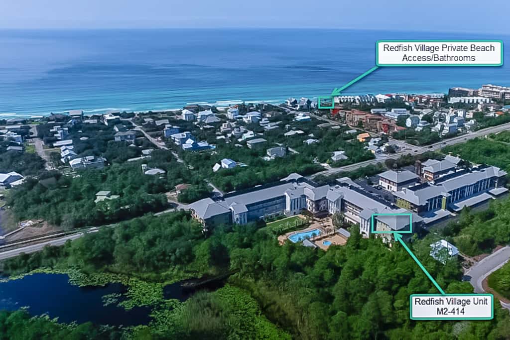 Fourth-floor corner condo with Big Redfish lake view, pool & washer & dryer
