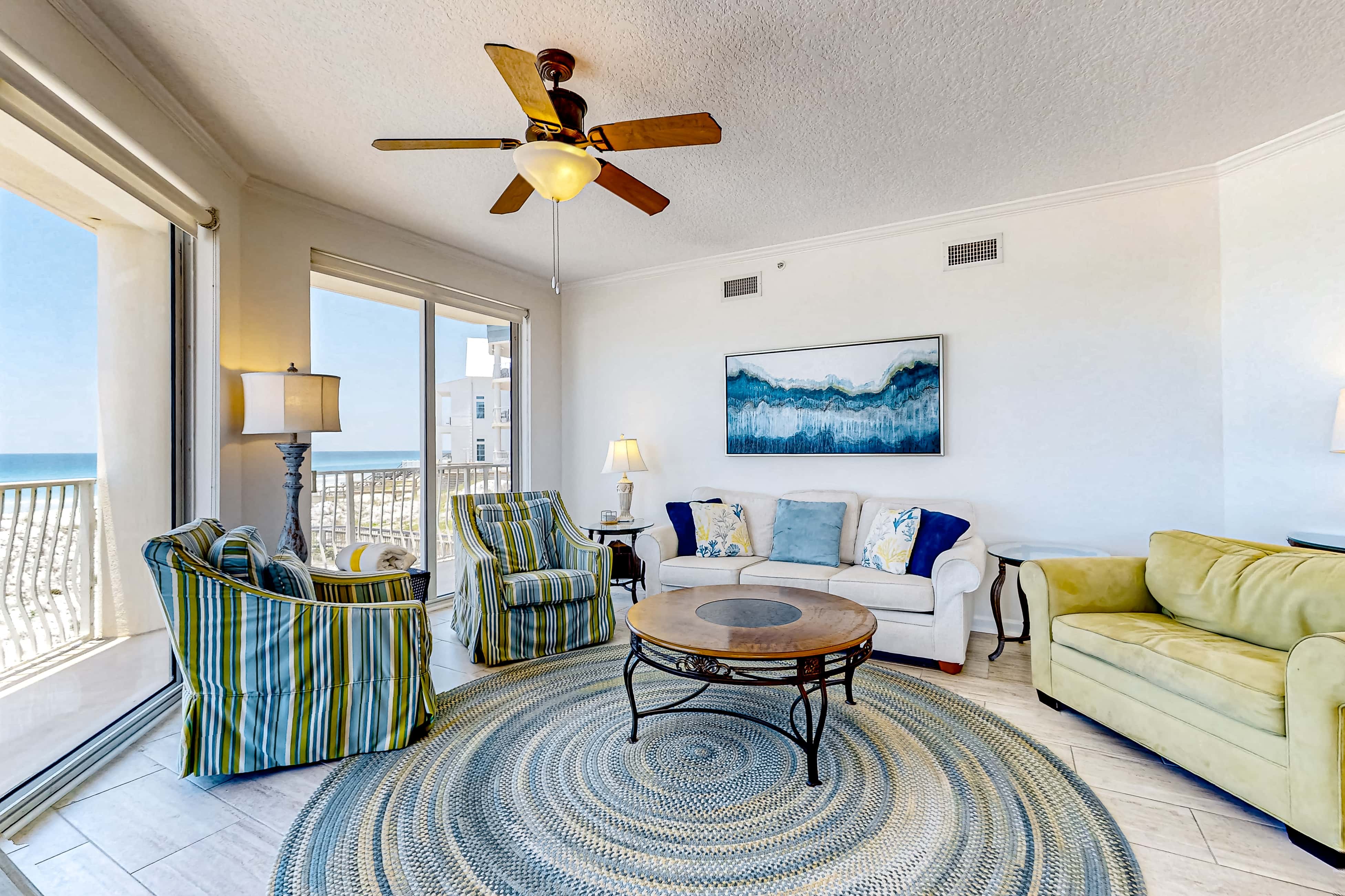 Gulf-front 3-bedroom condo with balconies off each bedroom & pickleball