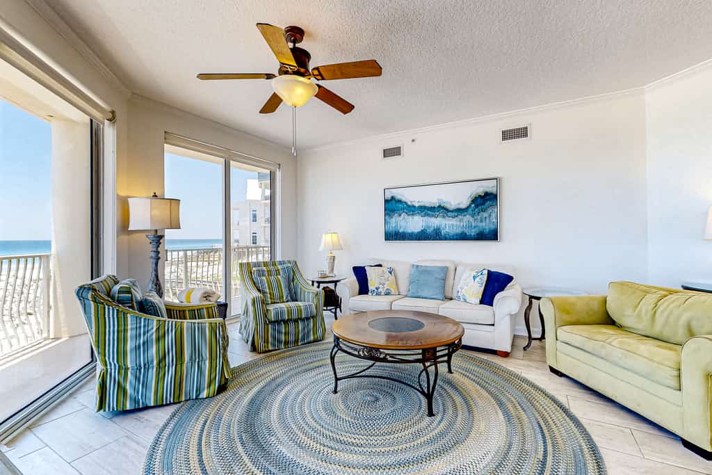 Gulf-front 3-bedroom condo with balconies off each bedroom & pickleball