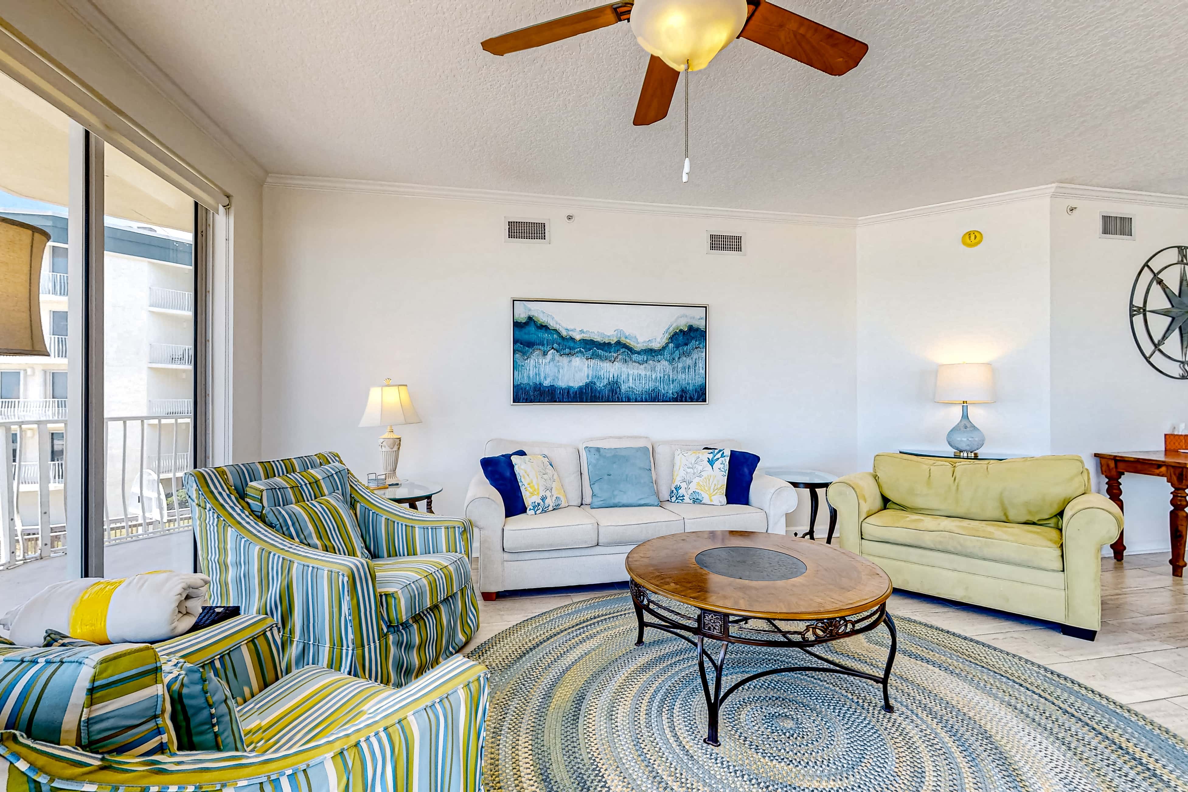 Gulf-front 3-bedroom condo with balconies off each bedroom & pickleball