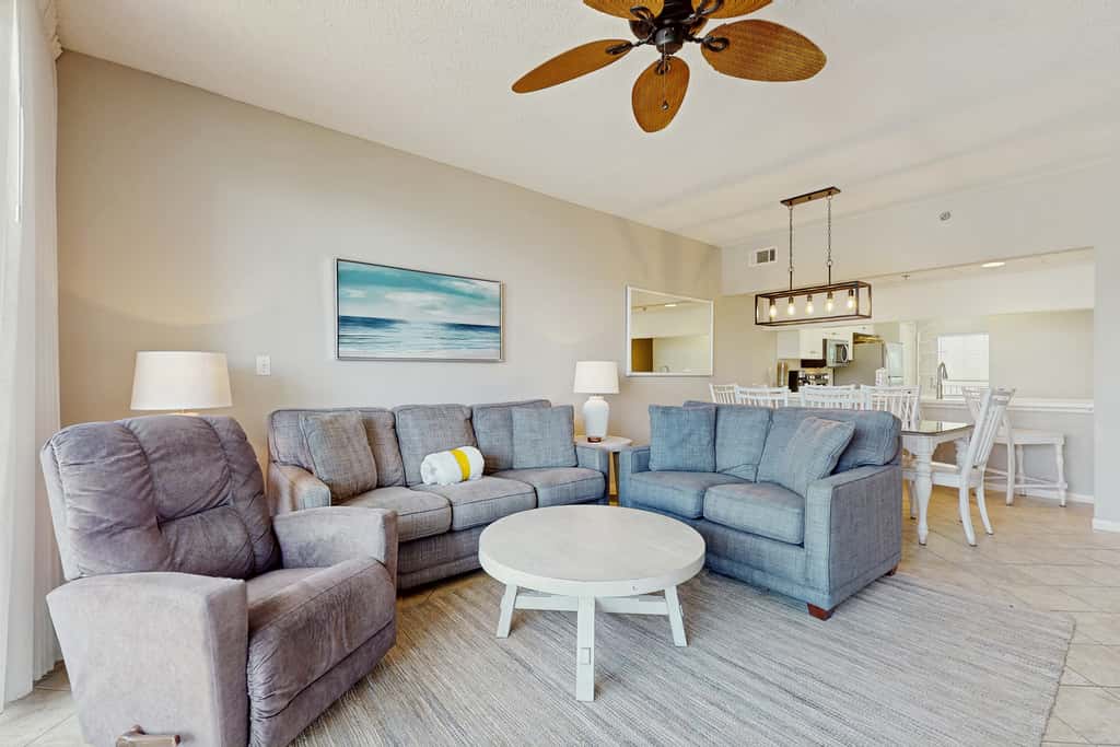 Airy beachfront condo with balcony views, lagoon pool, tennis & pickleball
