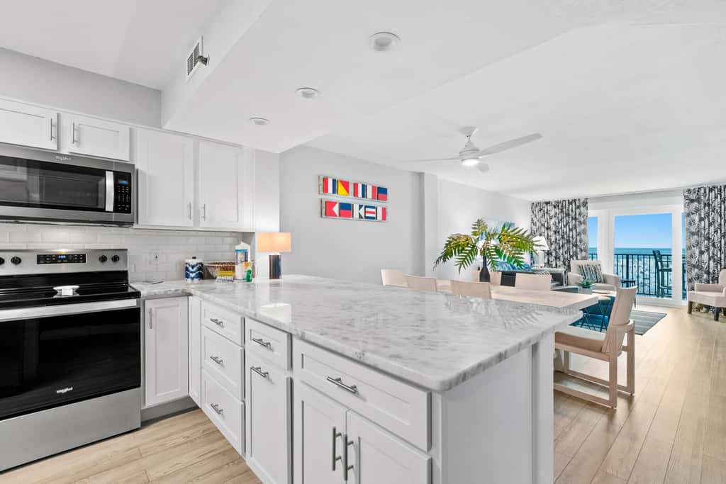 Sunny, beachfront condo with shared pool, free WiFi, & Gulf views