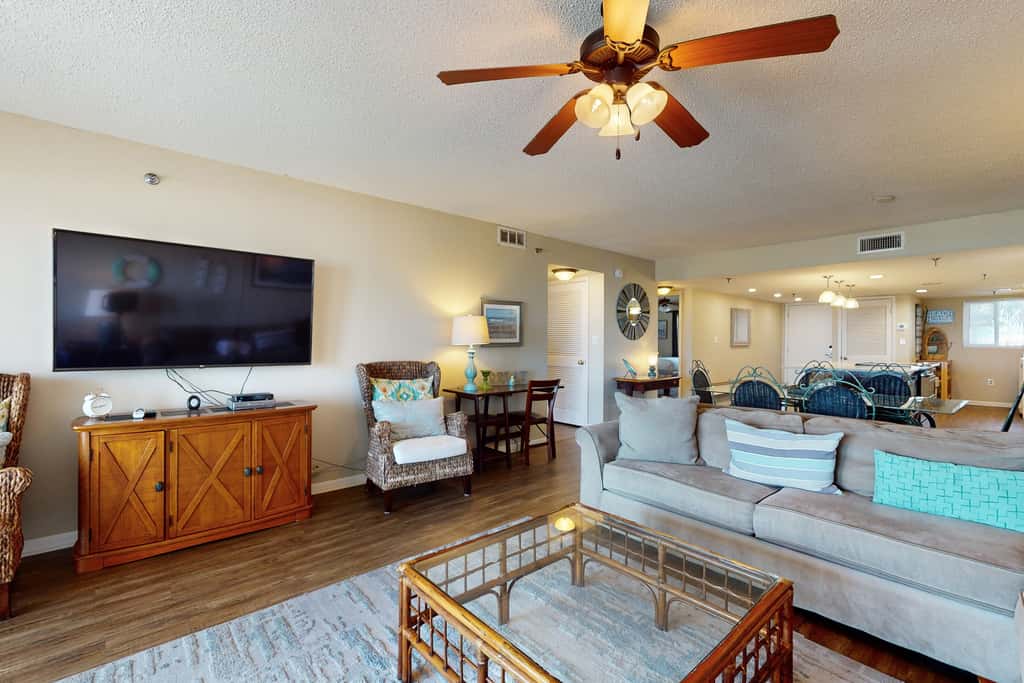 Beachfront condo with Gulf views, pool, tennis, gym, & private balcony