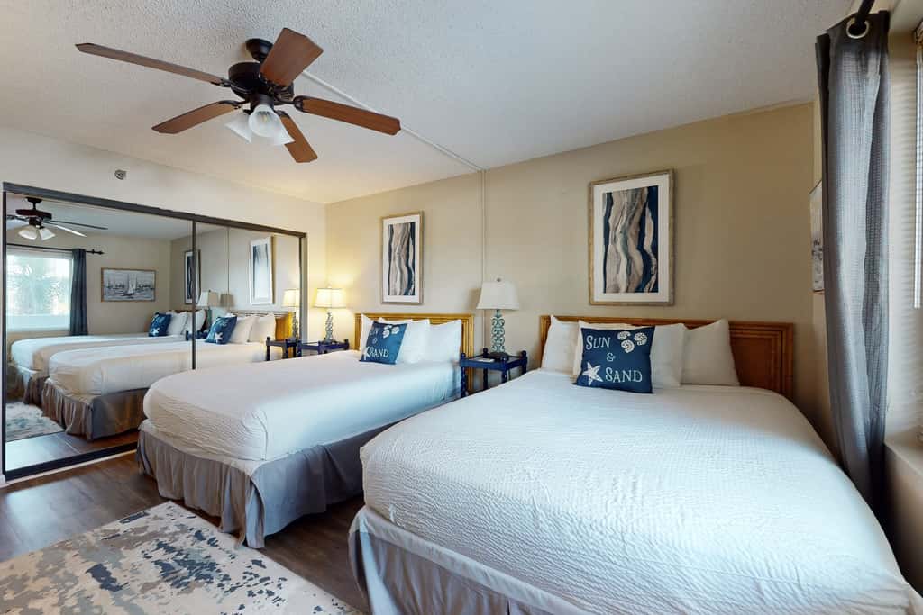Beachfront condo with Gulf views, pool, tennis, gym, & private balcony