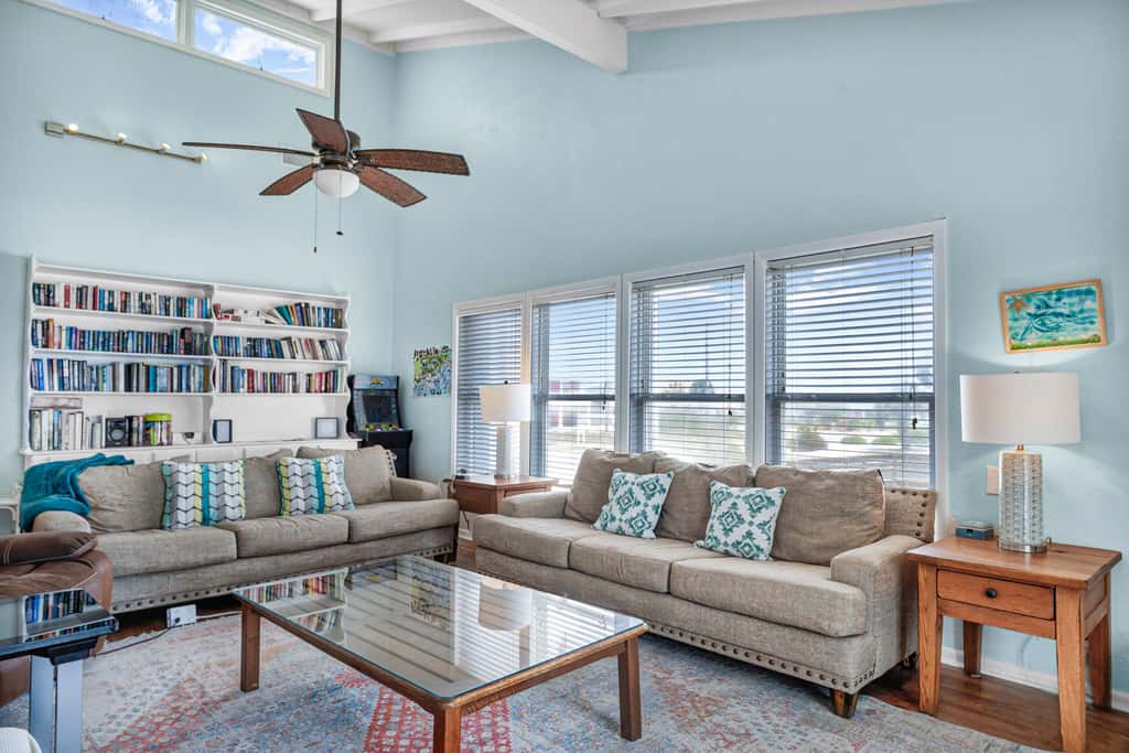 Dog-friendly with Gulf view, pool, balcony, deck, fireplace, central AC, & W&D