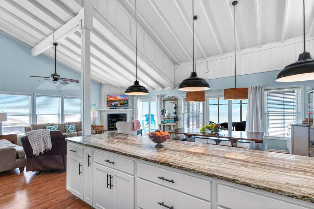 Dog-friendly with Gulf view, pool, balcony, deck, fireplace, central AC, & W&D